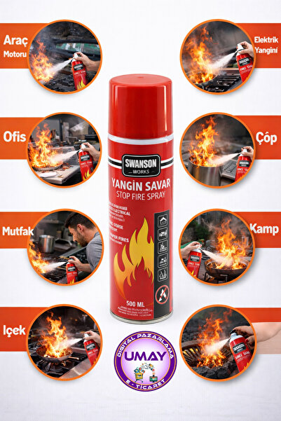 SWANSON Yangın Savar Sprey 500 Ml Ev Ofis Oto Araç İçin Ateş Boğucu Köpük Etkili