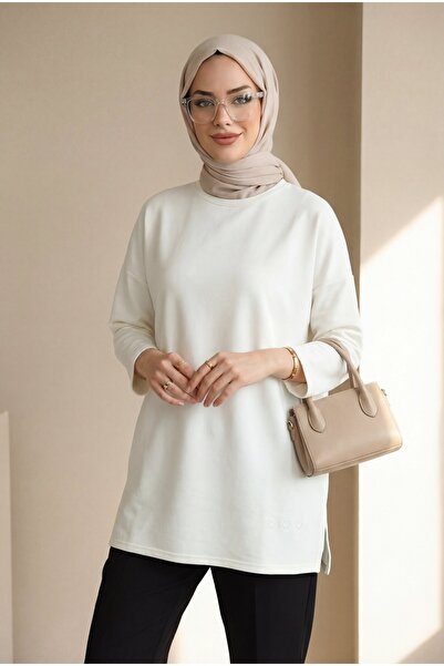 Modamorfo تنورة فضفاضة من القطن الممشط بتفاصيل قلب وشق - إكرو