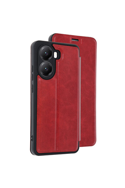 eco port غطاء قلاب متوافق مع هاتف Poco X7 Pro - أحمر