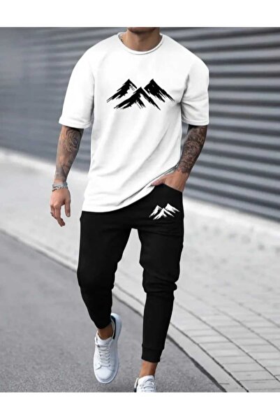 YK WEAR ΑΝΔΡΙΚΟ / ΓΥΝΑΙΚΕΙΟ Σετ Φόρμας με Μοτίβο Βουνού, Υπερμεγέθη Μπλουζάκι...