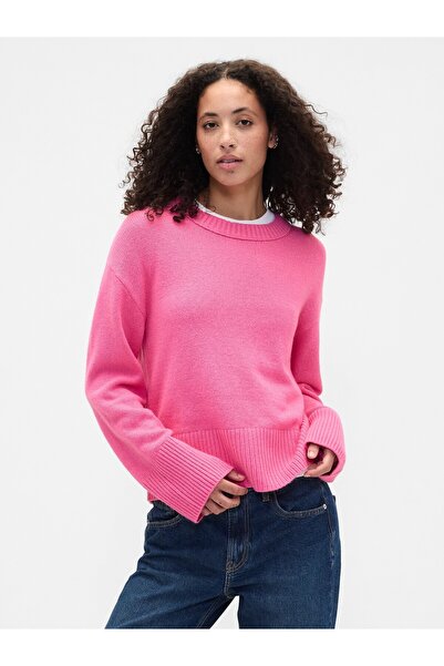 GAP Kadın Pembe CashSoft Relaxed Crewneck Kazak