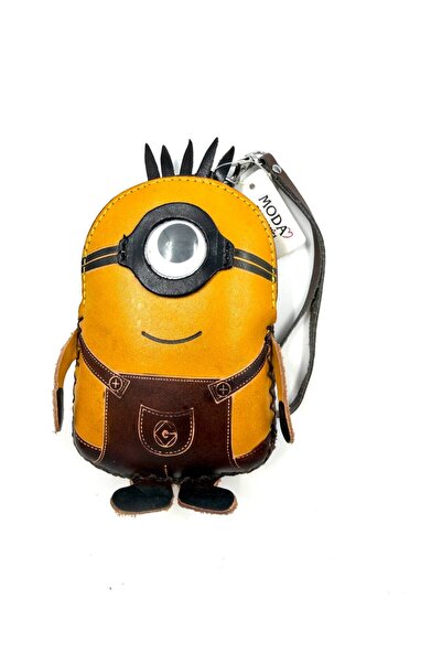 MD Moda Accessories Handmade Leather Keychain with One-Eyed Character Figure ...