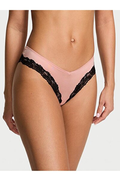 Victoria's Secret Lace Trimmed Deep Leg Cut Cheeky Panties