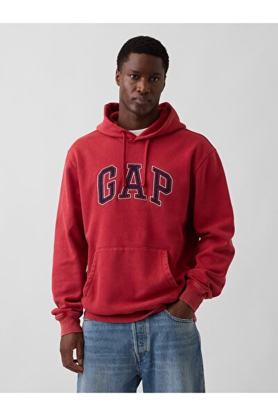 GAP Erkek Kırmızı VintageSoft Relaxed Logo Sweatshirt