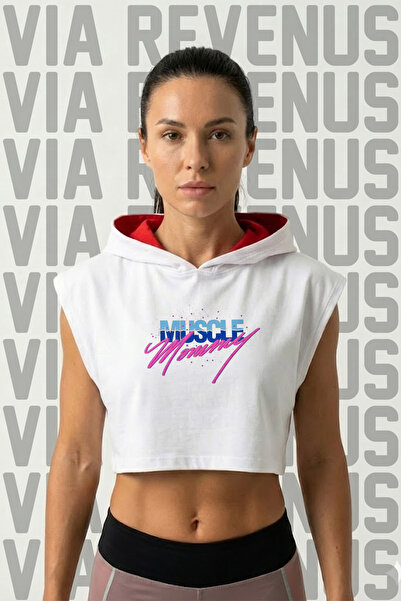 Vordevia Muscle Mommy Printed Zero Sleeve Hooded Sports Women's Crop