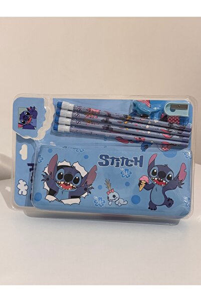 winingo 2Y Shop Kırtasiye Okul Seti Stitch-Kalem Kutu 4 Kalem Kalemtıraş Kale...