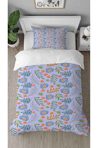 GREENDECOR Daisy Flower Leaf Colorful Patterned Design Digital Printed Specia...