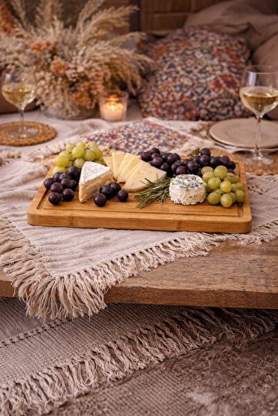 TahtaDünyası Bambu Servis Tahtası 30x20 cm Kalın Oluklu Sofra Sunumluk