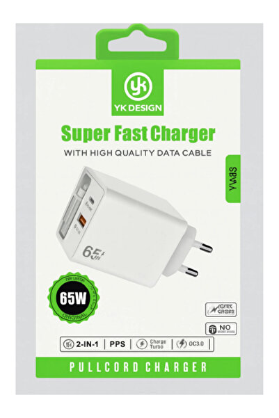 CaseTechnoo 65W Süper Hızlı Şarj Cihazı – 2’si 1 Arada Çekmeli Kablo, USB-A &...