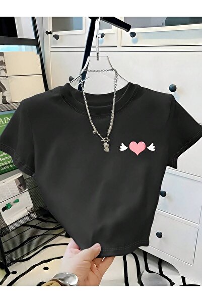 Velostra Women's Heart Printed Basic Daily Use Slim Fit T-Shirt