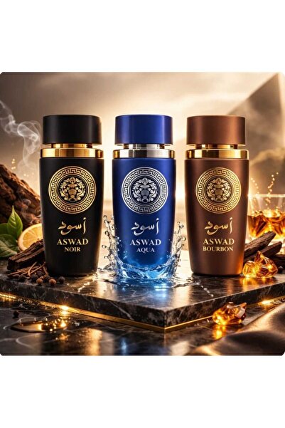 Al Fakhr Perfumes Σετ 3 Parfumuri Barbatesti 100ml-Aswad Bourbon+Aswad Aqua+A...