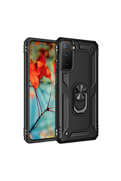 eco port جراب سامسونج جالاكسي S21 بلس غطاء سيليكون صوفيا مع حلقة - أسود