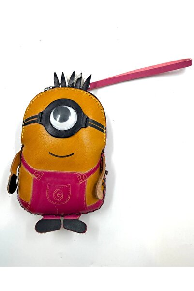 MD Moda Accessories Handmade Leather Keychain with One-Eyed Character Figure ...