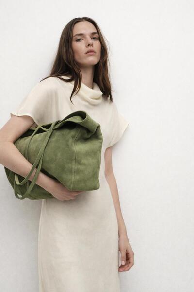 Timeless Luluya Bags Hakiki Nubuk Deri Kadın Omuz Çantası Büyük Boy Günlük To...