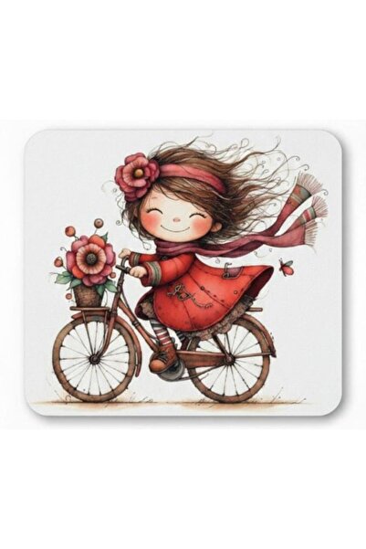 Toyaso Little Girl Flower Bicycle Themed Mouse Pad