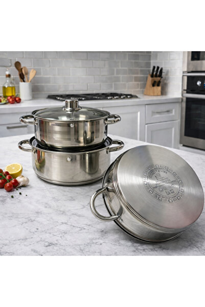 OEM 6 Piece Stainless Steel Pot Set with Glass Lids - Premium Stainless Steel...