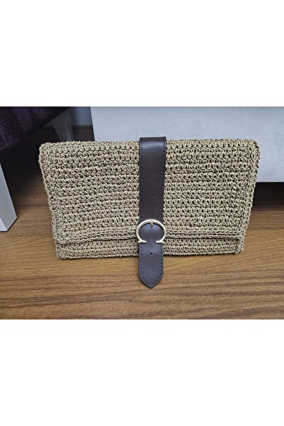 İpek Arya Handmade Hand Knitted Straw Clutch Bag
