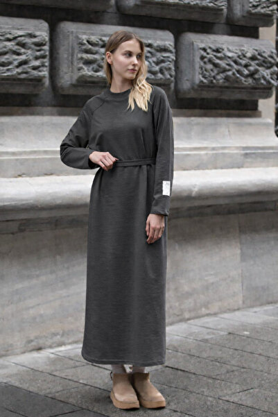 Mogi Butik Basic Hijab Women's Combed Cotton Dress with Label Detail 3156 – S...