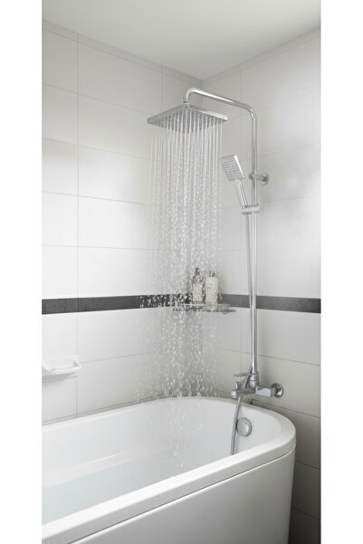 As Reyon Kare Tepe Duş Başlığı ve El Duş Başlığı - Krom Kaplama İkili Sistem