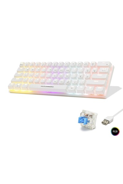 Bodur Home Mekanik Mini Klavye Blue Switch Rgb - Beyaz G508B