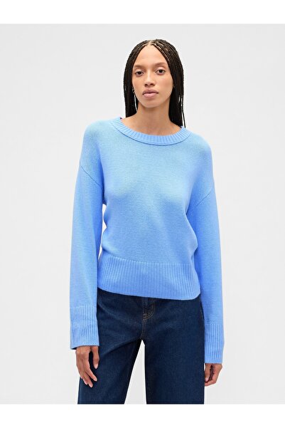 GAP Kadın Açık Mavi CashSoft Relaxed Crewneck Kazak