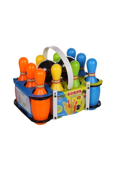 OEM Set de bowling interactiv pentru copii, 12 piese, 10 popice și 2 bile, mu...