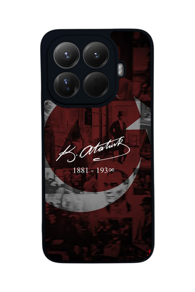 Aksel Kılıf غطاء حماية متوافق مع Mi 15 T Pro 5G، مطبوع، أسود غير لامع، سيليكو...