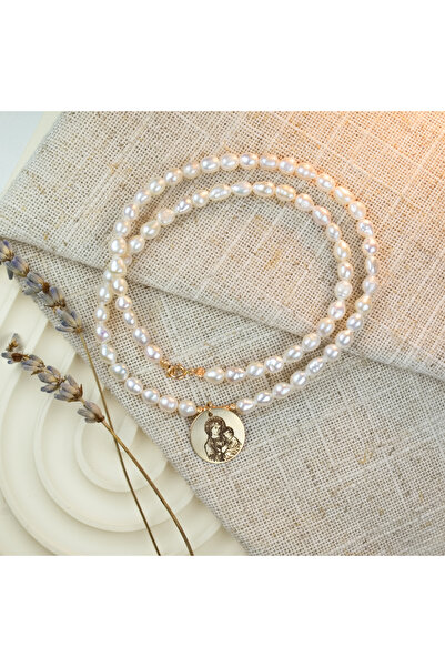 BLACK SWAN Bijoux Colier Maica Domnului din perle naturale de cultura - Panda...