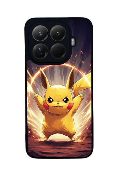 Aksel Kılıf غطاء حماية متوافق مع Mi 15 T Pro 5G، مطبوع، أسود غير لامع، سيليكو...