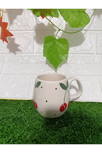 Home Modern Cherry Pattern Handmade Ceramic Coffee Cup