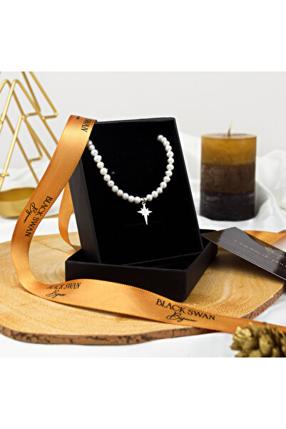 BLACK SWAN Bijoux Natural white pearl necklace and 14K white gold / yellow go...