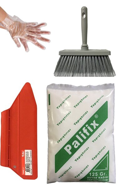 4'lü Süper Set Duvar Kağıdı Uygulama Seti Yapıştırıcısı /125 Gram Tutkal/spatula/fırça/eldiven