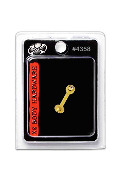 X8 BODY HARDWARE USA 16G 24K Gold Plated Labret Crystal/Retainer