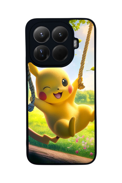 Aksel Kılıf غطاء حماية متوافق مع Mi 15 T Pro 5G، مطبوع، أسود غير لامع، سيليكو...