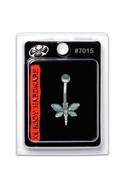 X8 BODY HARDWARE USA , S. Steel 316L Double Jewel LT.Blue Dragonfly