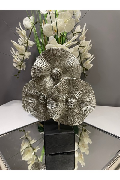 İnci line souvenırs Üçlü Çiçek Dekoratif Biblo Modern Salon ve Ev Aksesuarı A...