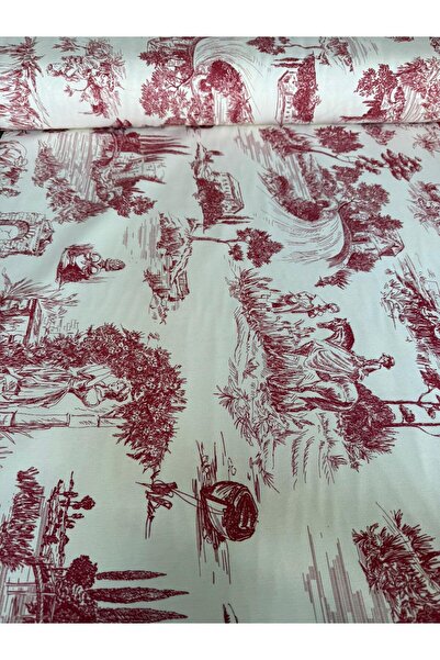 EKUMASCI Fransız Köylüleri Desenli Su İtici Duck Keten Perde ve Aksesuar Duck...