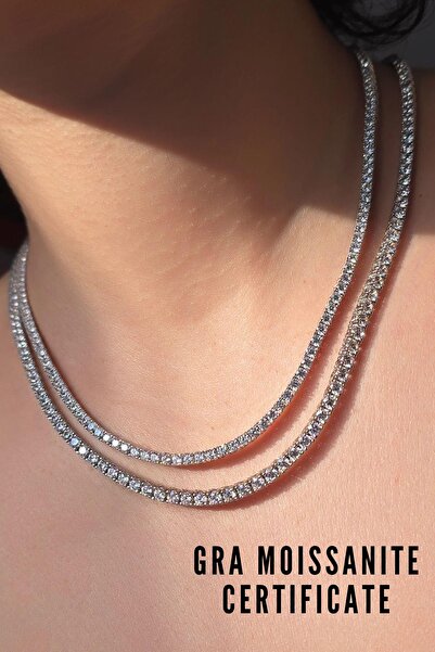 MorMajor Silver SERTİFİKALI MOZANİT SU YOLU TENNİS GÜMÜŞ KOLYE