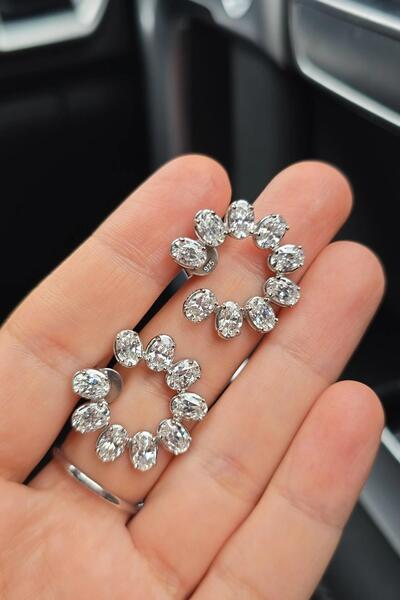 MorMajor Silver FULL MOON MOZANİT DAMLA GÜMÜŞ KÜPE