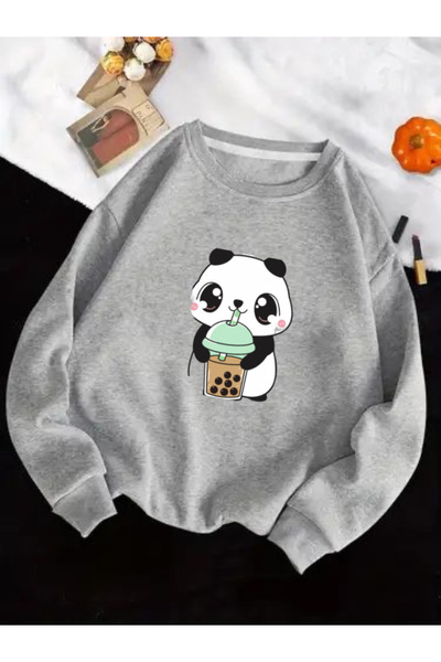 bahar uğurlu Panda Printed Children's 3-Yarn Sweatshirt