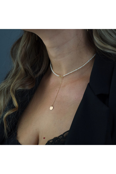 BLACK SWAN Bijoux Colier perlute mici si pandantiv banut din aur 14K 8 mm cu ...