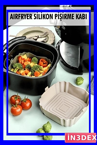 İN3DEX وعاء طهي مربع الشكل مقاس 17x17x6 سم لمقلاة الهواء