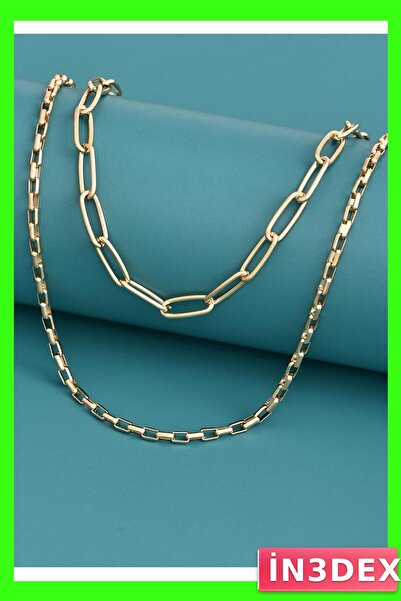 İN3DEX Gold Color Rectangular Cube Choker Chain for Women