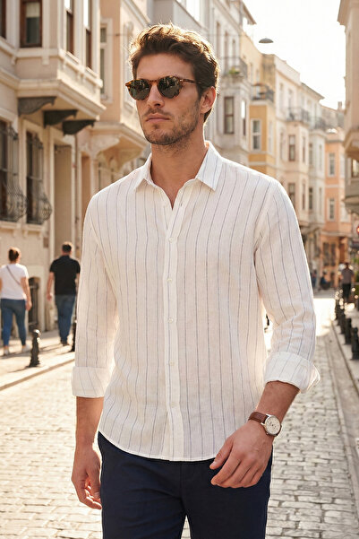 Buratti Бавовняна сорочка з класичним коміром, довгими рукавами та смужками, ...