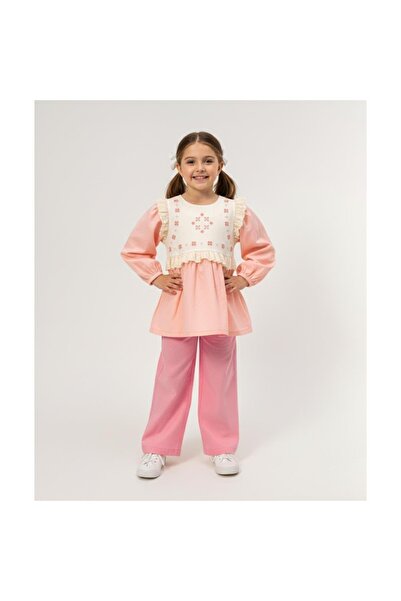 Minim 2-Piece Girls' Set with Embroidered Ruffles - Holiday - Special Day - B...