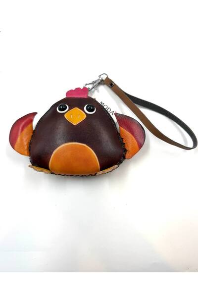 MD Moda Accessories Handmade Leather Keychain with Chicken Figure / Mini Zipp...