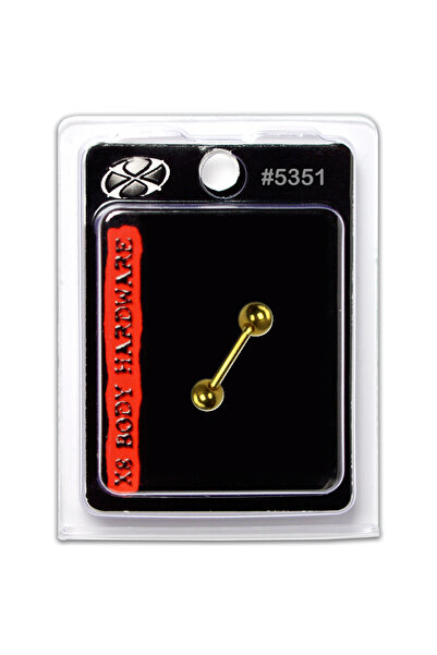 X8 BODY HARDWARE حلقة لسان مطلية بالذهب عيار 24 قيراط 14G من الولايات المتحدة...