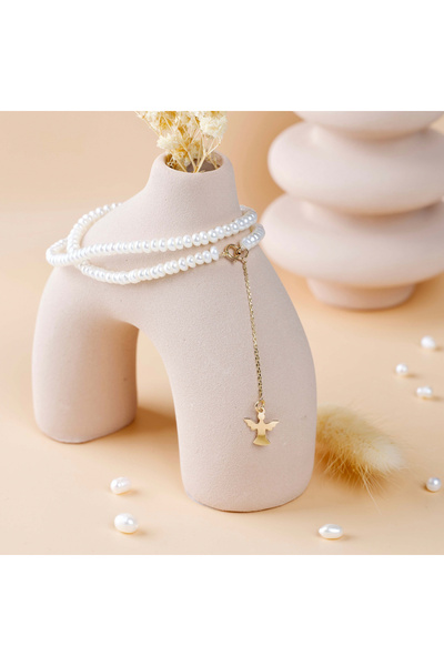 BLACK SWAN Bijoux Colier perle de cultura si lantisor aur 14K extensie cu pan...