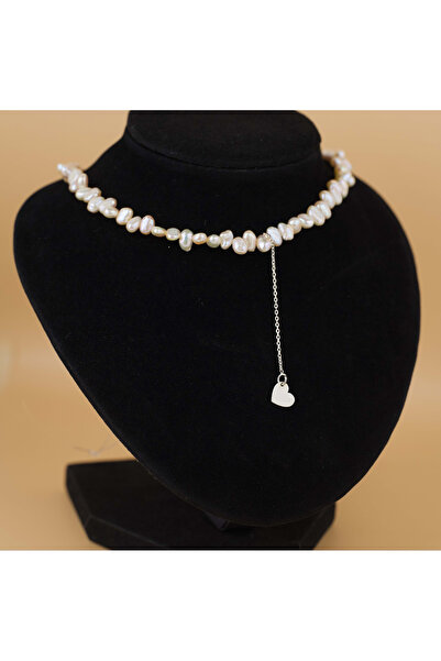 BLACK SWAN Bijoux Irregular cultured pearl necklace and Heart pendant with 92...