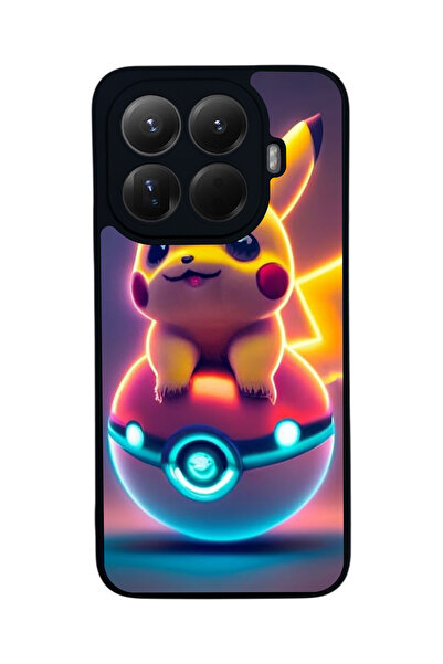 Aksel Kılıf غطاء حماية متوافق مع Mi 15 T Pro 5G، مطبوع، أسود غير لامع، سيليكو...